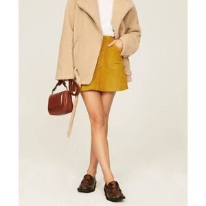 Re/Done Women's Size 29 Mustard Yellow Corduroy 70s Style Mini Skirt
